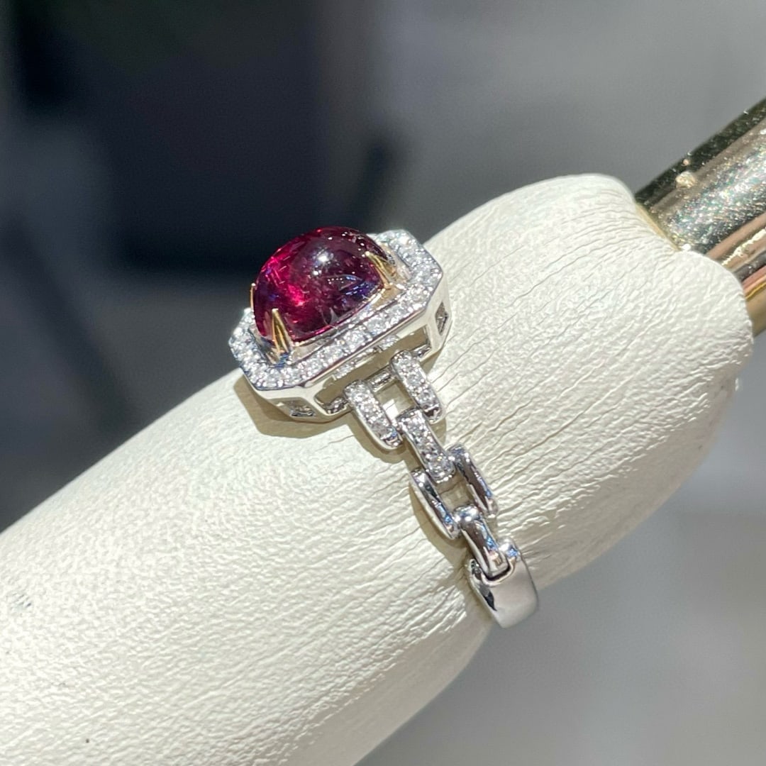 14k Gold 1.01 Ct Natural Tourmaline & Diamond Ring - 2
