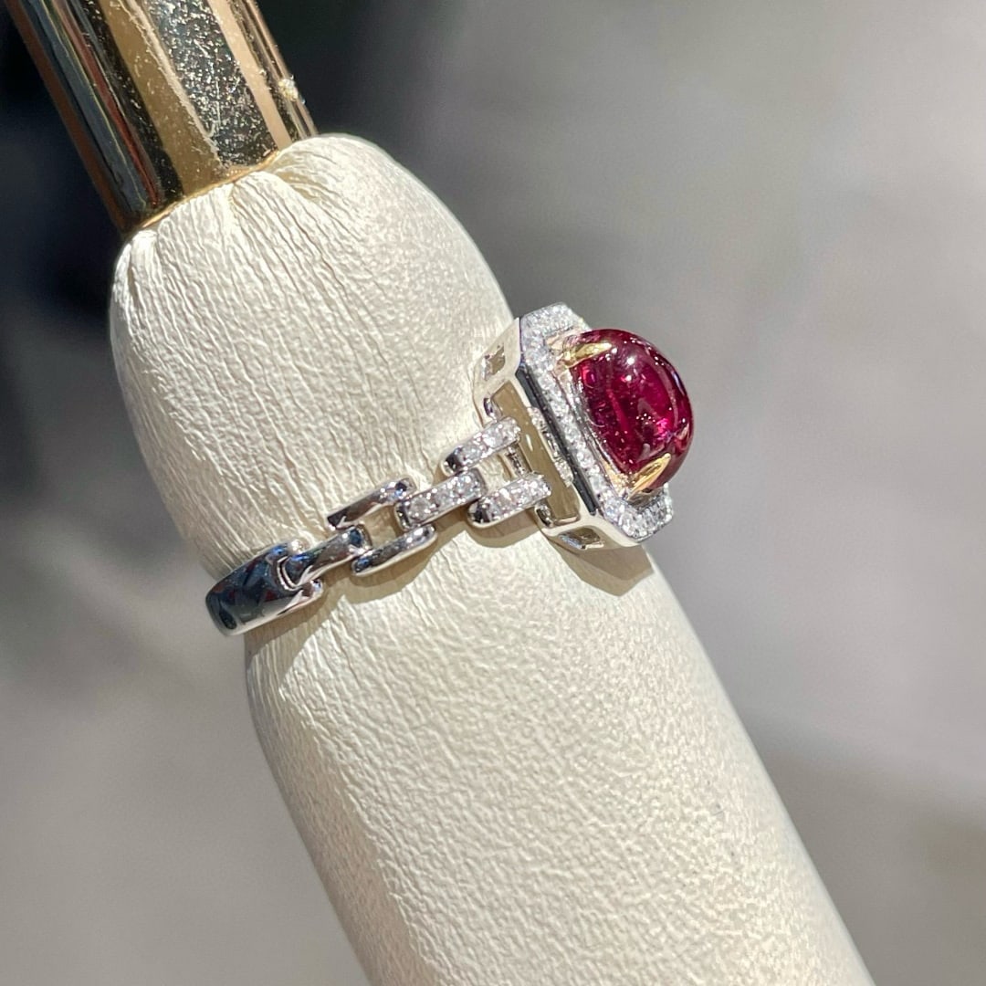 14k Gold 1.01 Ct Natural Tourmaline & Diamond Ring - 3