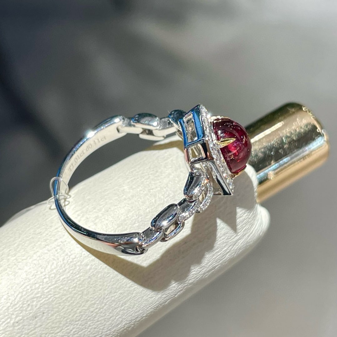 14k Gold 1.01 Ct Natural Tourmaline & Diamond Ring - 4