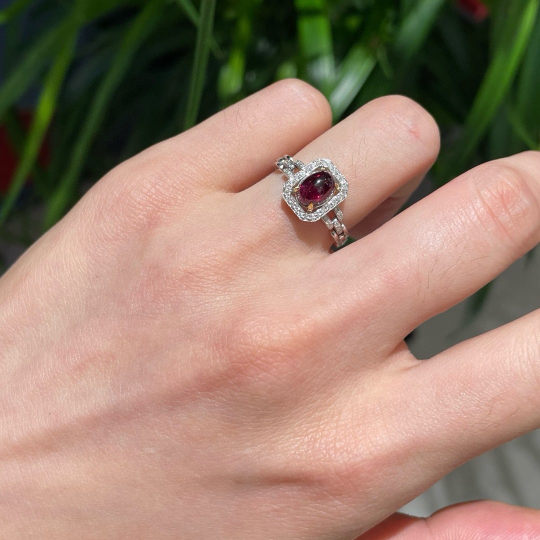14k Gold 1.01 Ct Natural Tourmaline & Diamond Ring - 6