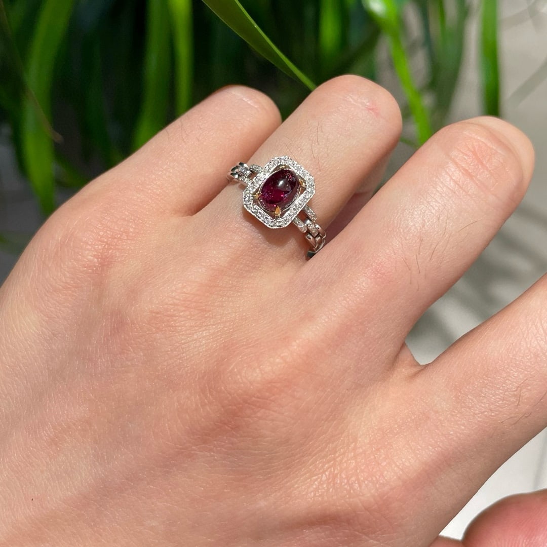 14k Gold 1.01 Ct Natural Tourmaline & Diamond Ring - 7
