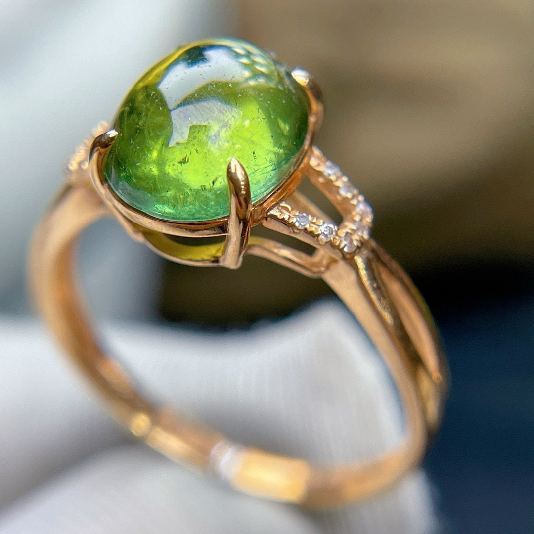 14k Gold 2.8 Ct Natural Tourmaline & Diamond Ring - 2