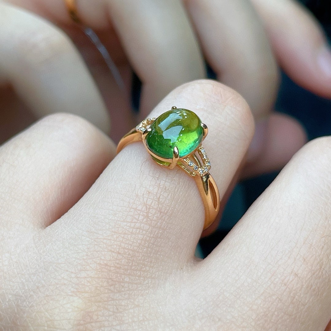 14k Gold 2.8 Ct Natural Tourmaline & Diamond Ring - 4