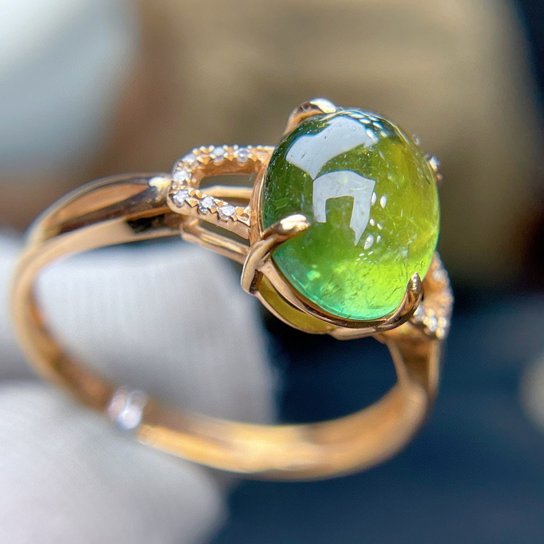 14k Gold 2.8 Ct Natural Tourmaline & Diamond Ring - 5