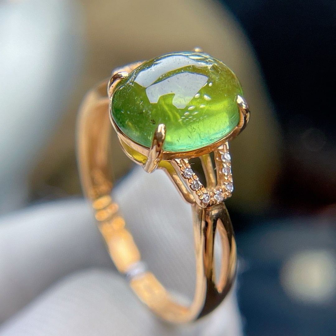 14k Gold 2.8 Ct Natural Tourmaline & Diamond Ring - 6