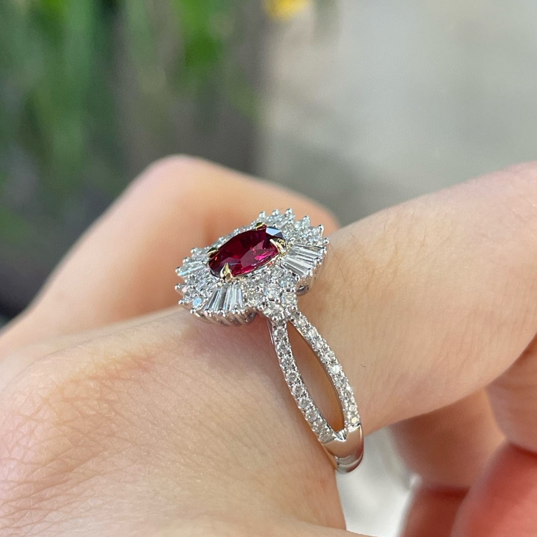 14k Gold 0.70 Ct Natural Ruby & Diamond Ring - 2