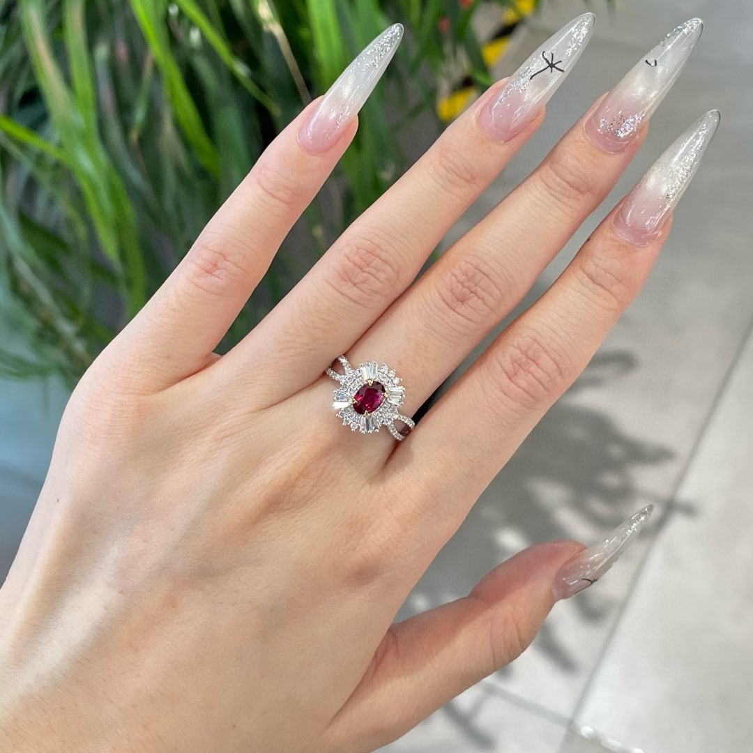 14k Gold 0.70 Ct Natural Ruby & Diamond Ring - 4