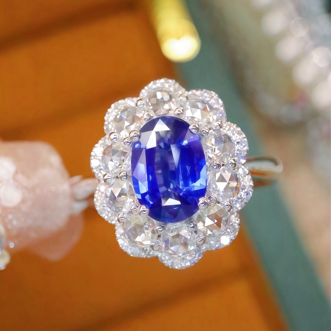 14k Gold 1.59 Ctw Natural Sapphire & Diamond Ring: Ref:231072176 // gold content:14k gold // ring size:7. 25us // // main gemstone:sapphire // shape:oval // carat weight:1. 01ct // color:cornflower blue // treatment:natural // // adjacent gemstone 2