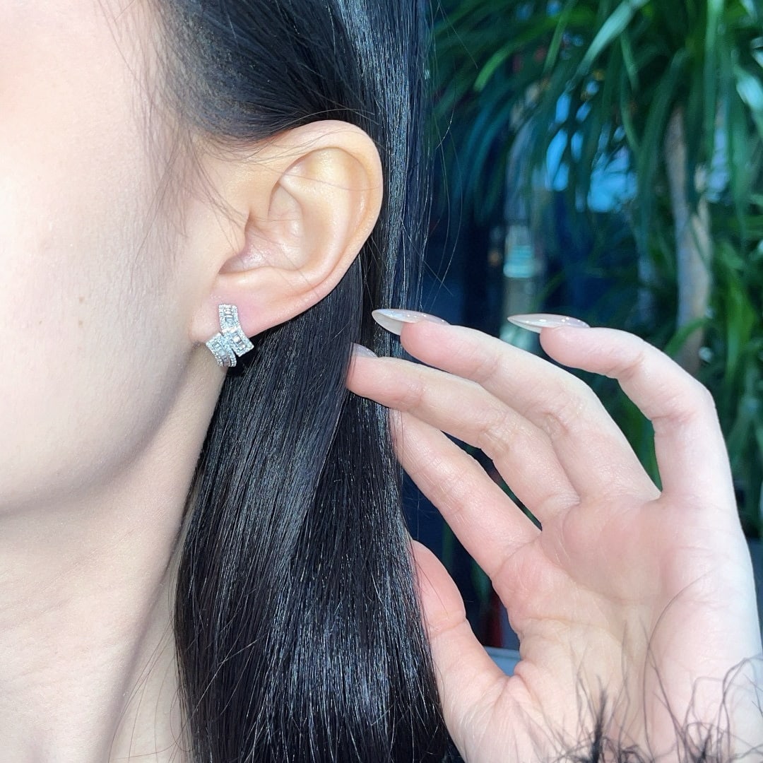 14k Gold 0.55 Ct Natural H Diamond Earrings - 5