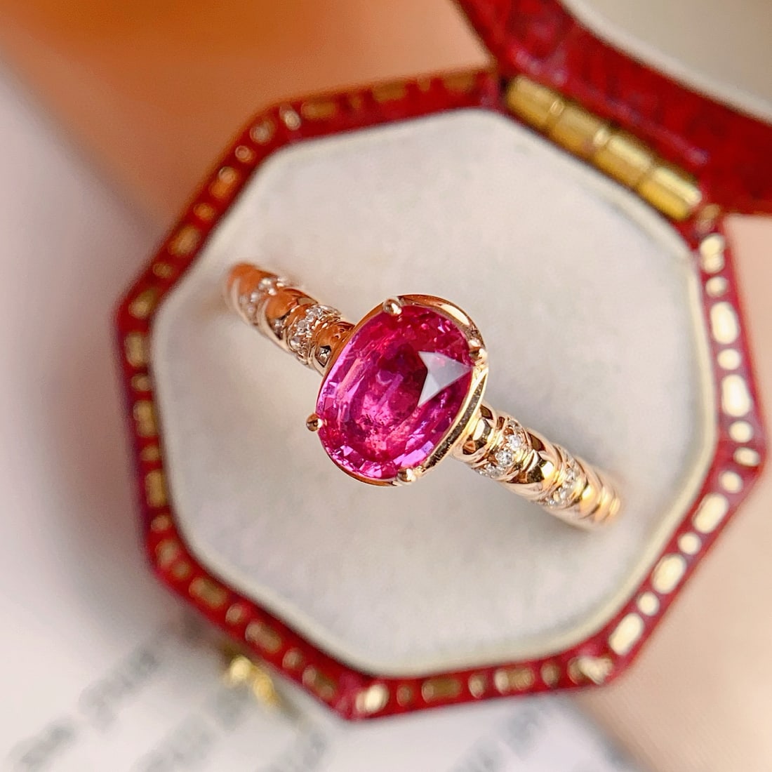 14k Gold 1.25 Ct Natural Ruby & Diamond Ring - 2