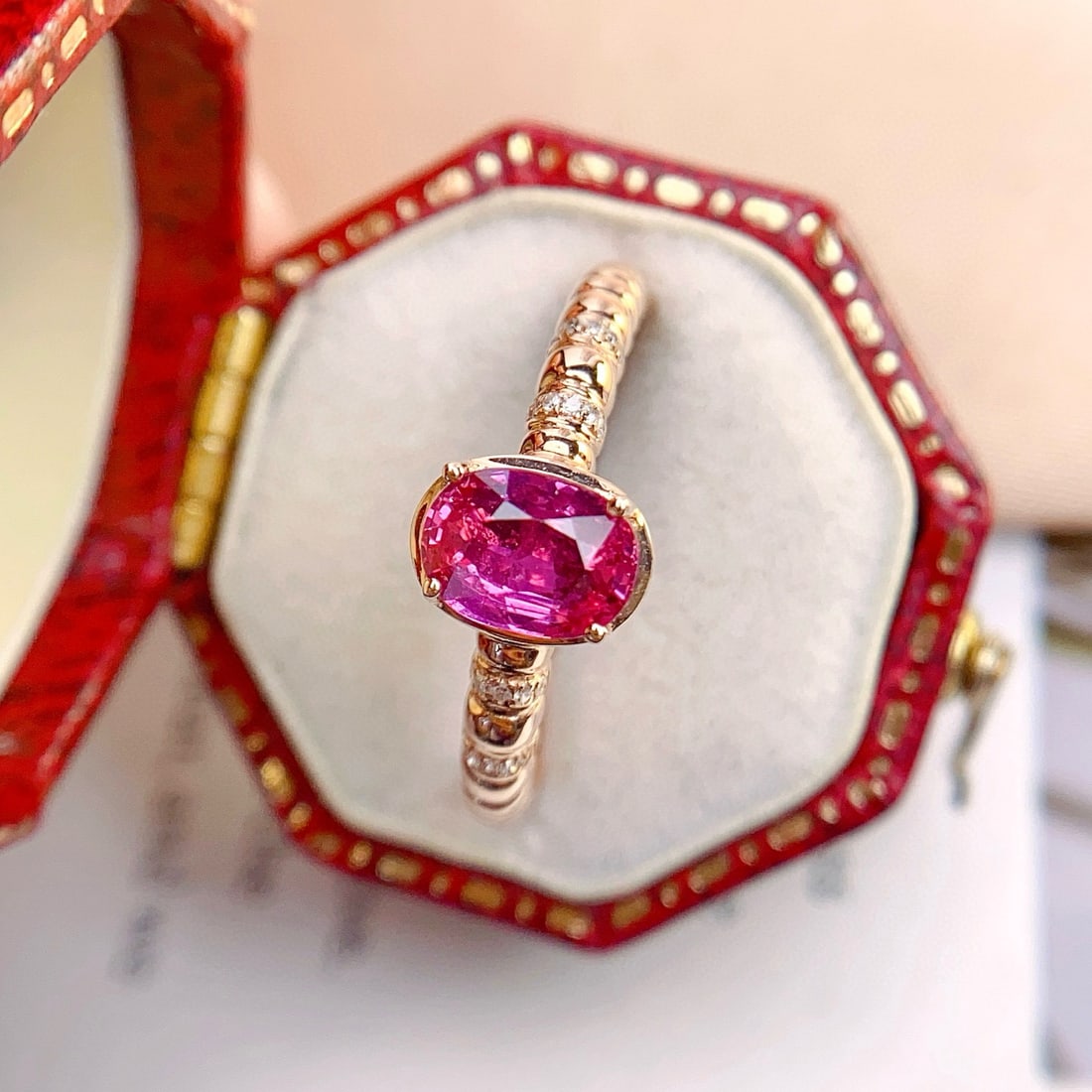 14k Gold 1.25 Ct Natural Ruby & Diamond Ring - 3