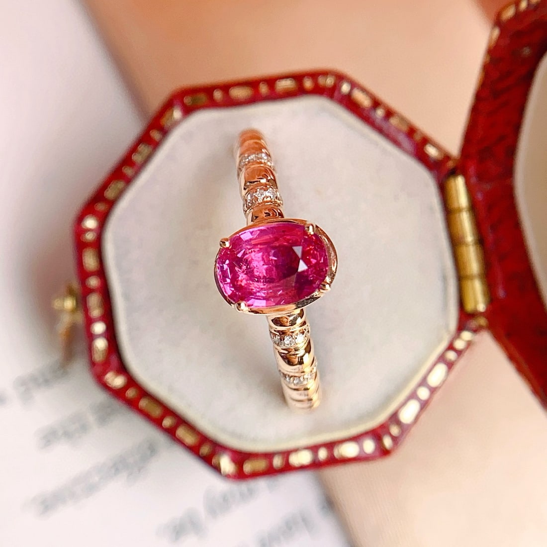 14k Gold 1.25 Ct Natural Ruby & Diamond Ring - 5