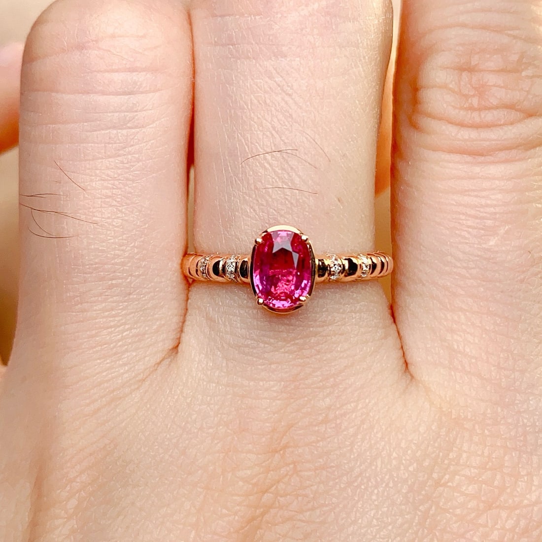 14k Gold 1.25 Ct Natural Ruby & Diamond Ring - 6