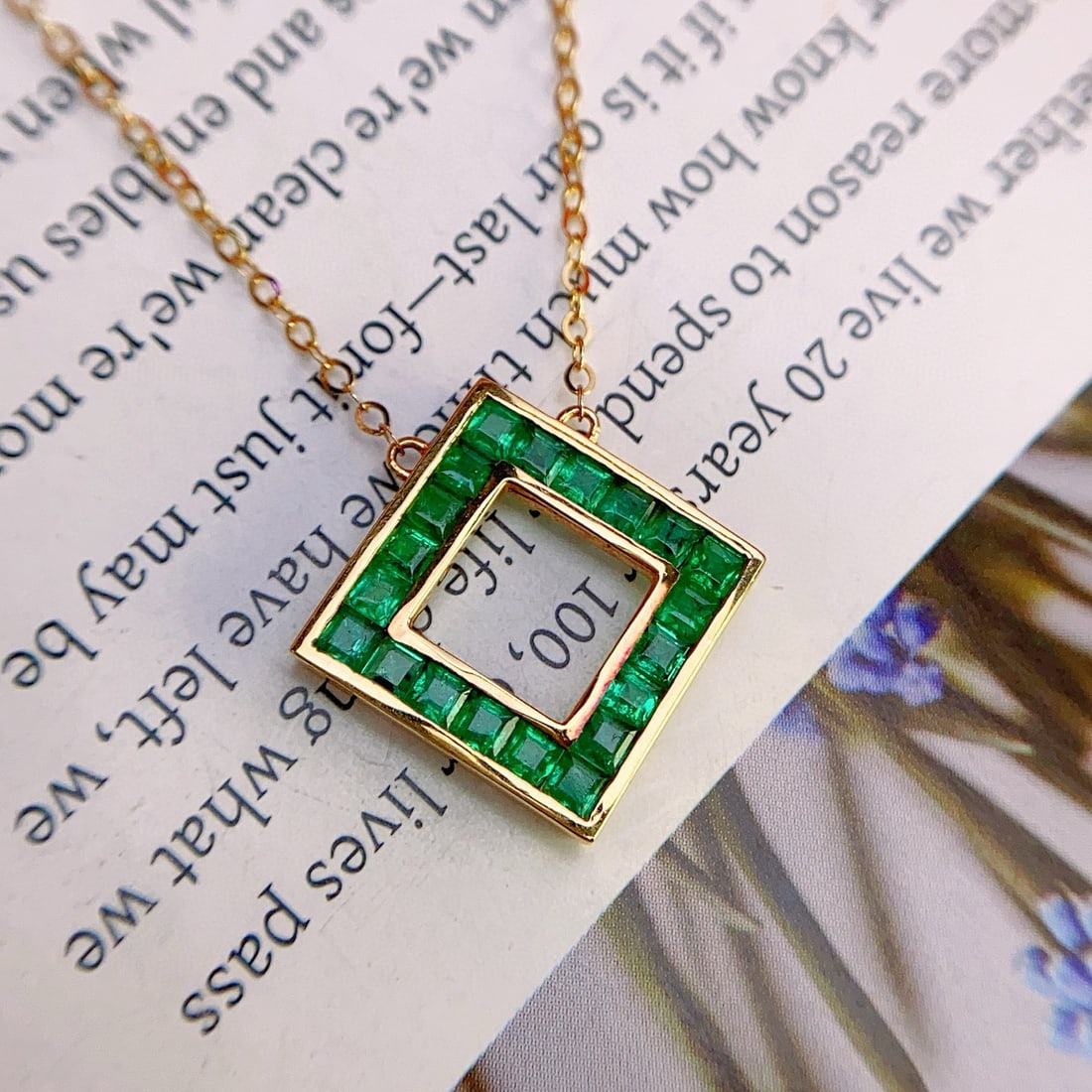 14k Gold 1.40 Ct Vivid Green Natural Emerald Necklace: Ref:231072195 // gold content:14k gold // main gemstone:emerald // shape:square // carat weight:1. 40ct // color:vivid green // treatment:natural // Condition: New Low Estimate: 3300 High Estimate: