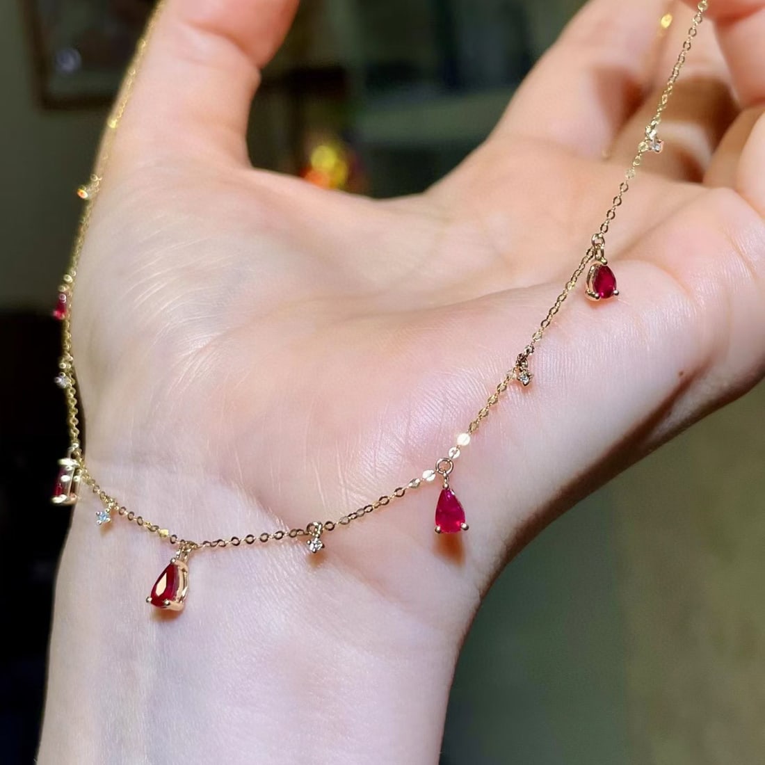 14k Gold 1.21 Ctw Natural Ruby & Diamond Necklace - 2
