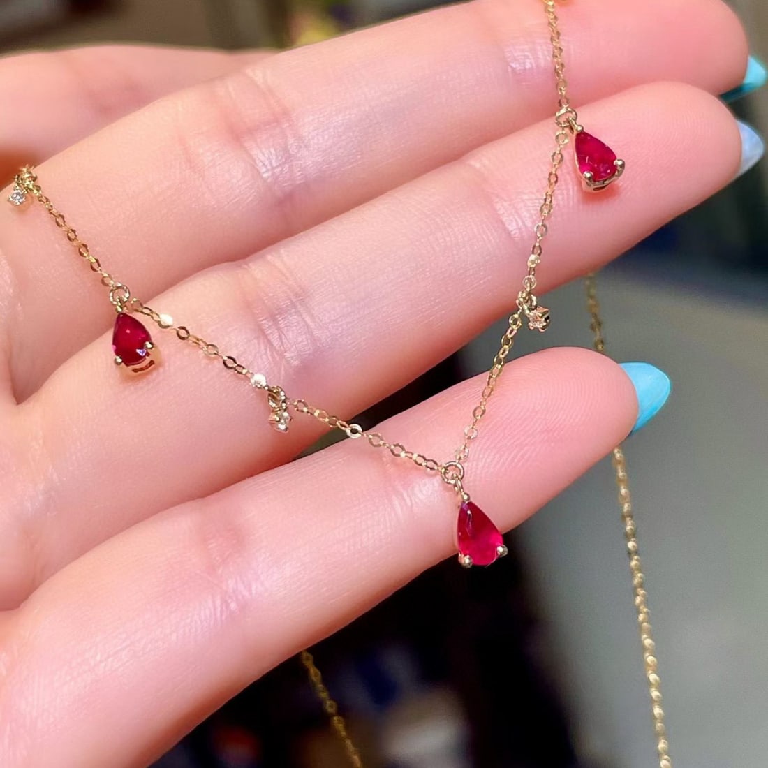 14k Gold 1.21 Ctw Natural Ruby & Diamond Necklace - 3