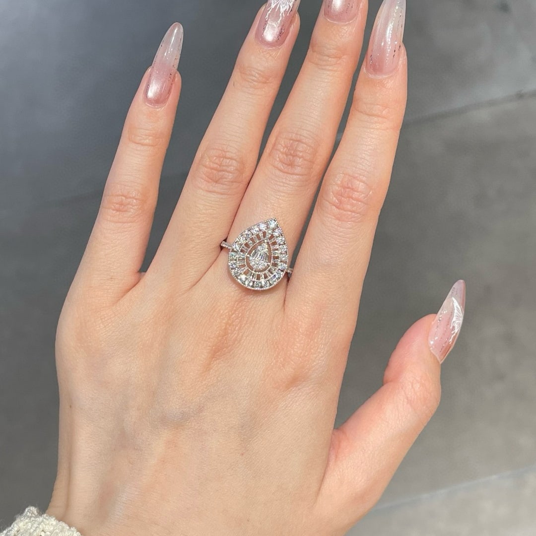 14k Gold 0.75 Ct Natural H Diamond Ring - 4