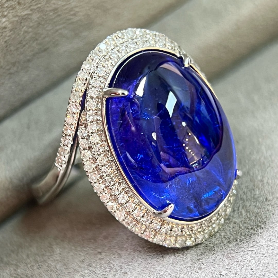 14k Gold 11.78 Ctw Natural Tanzanite & Diamond Ring - 2
