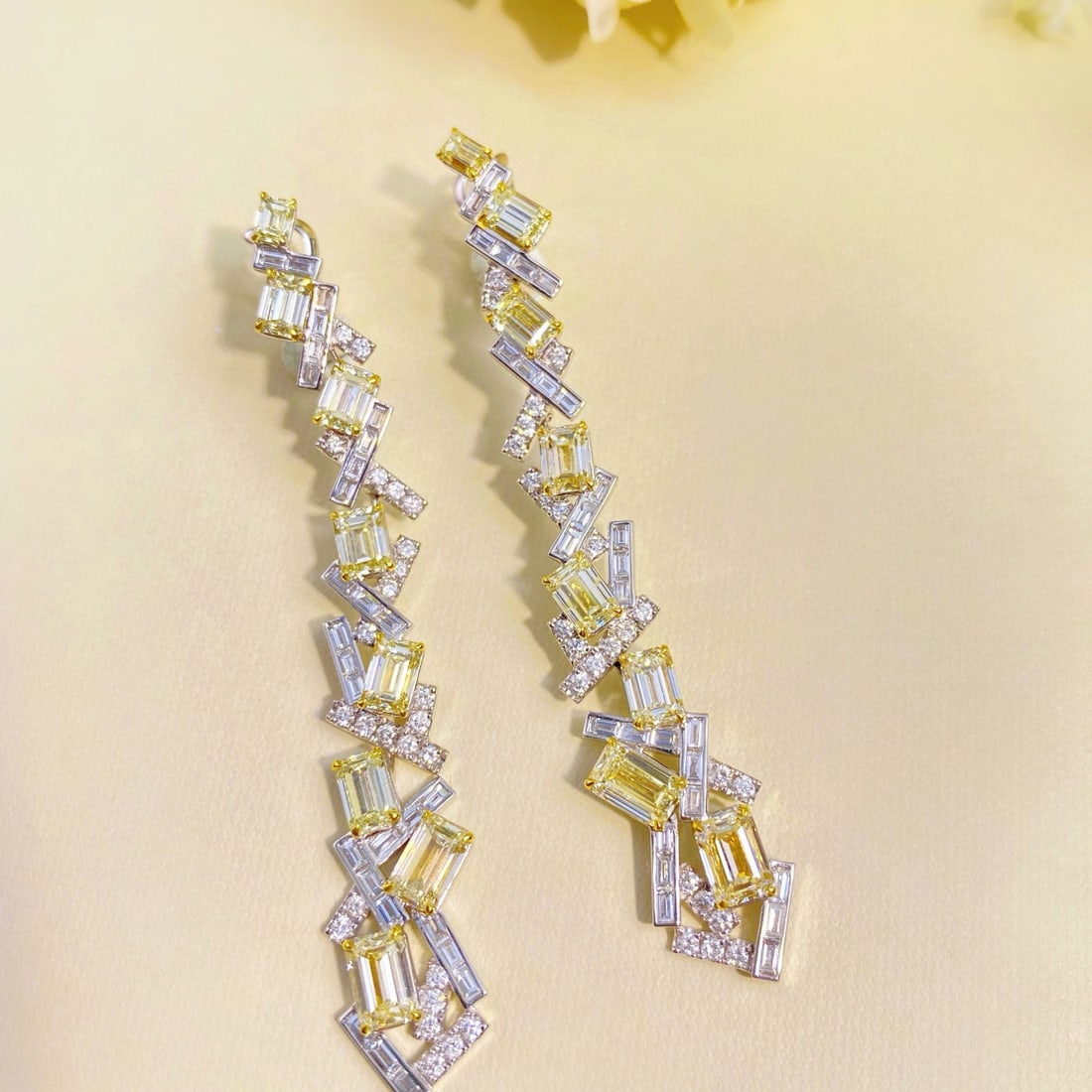 14k Gold 9.04 Ctw Natural Yellow Diamond & Diamond Earrings - 2