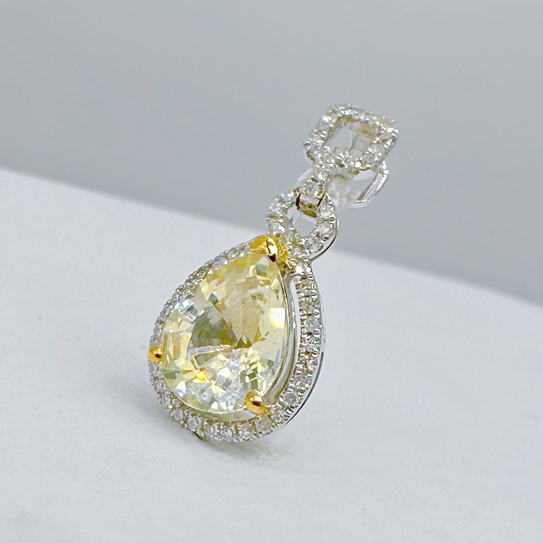 14k Gold 1.43 Ctw Natural Sapphire & Diamond Pendant( Without Chain ) - 3