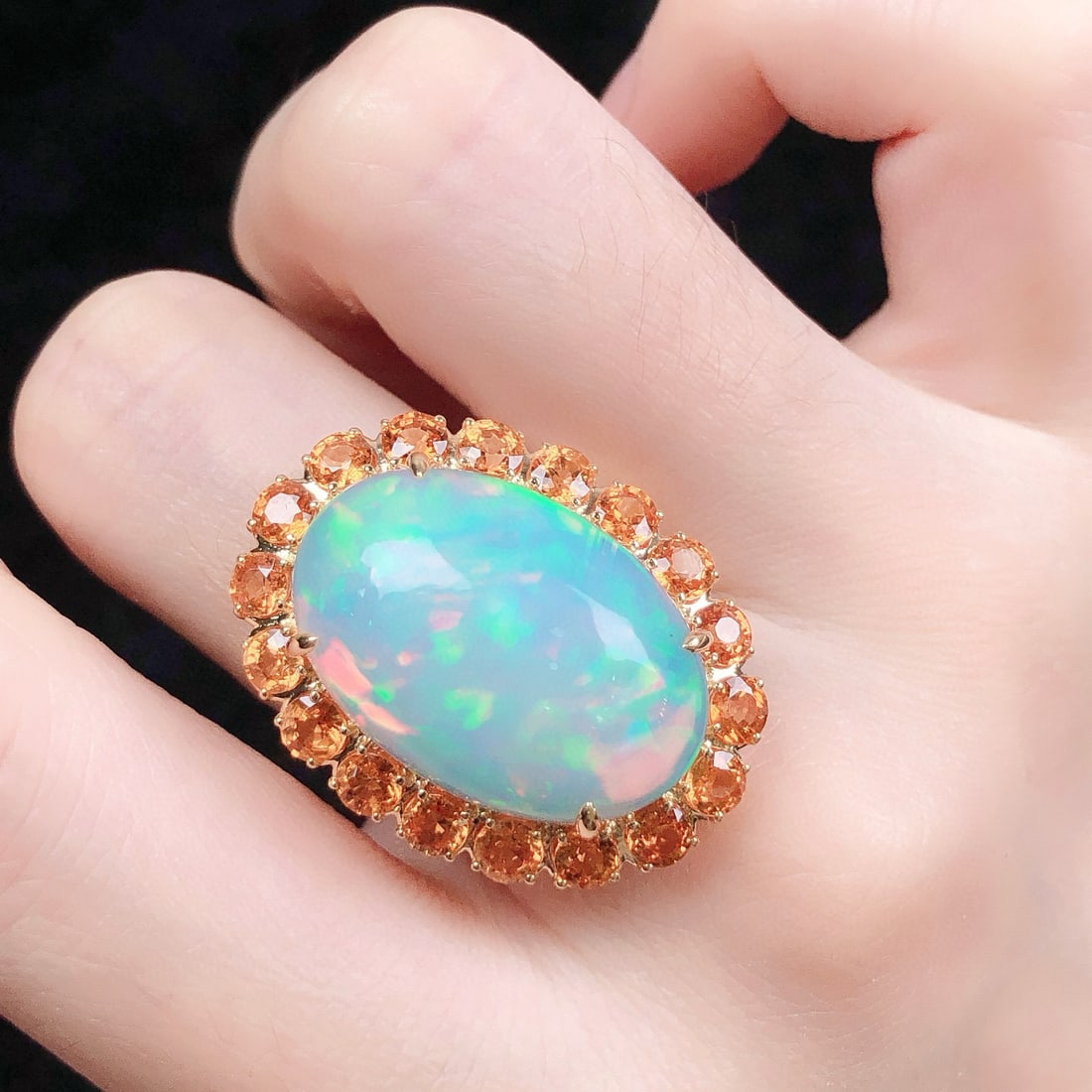 14k Gold 10.28 Ct Natural Opal Ring - 8