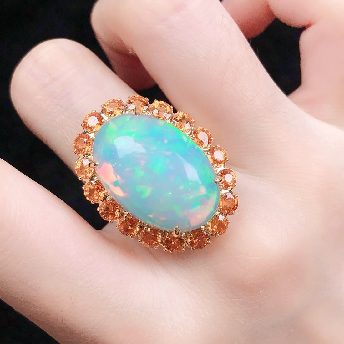 14k Gold 10.28 Ct Natural Opal Ring - 9