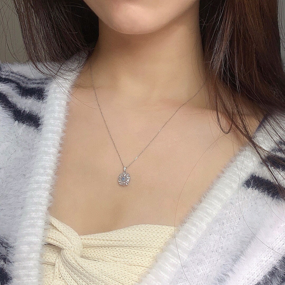 14k Gold 0.46 Ctw Natural Blue Diamond & Diamond Necklace - 3