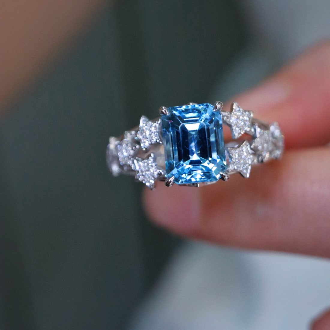 14k Gold 2.22 Ctw Natural Aquamarine & Diamond Ring - 3
