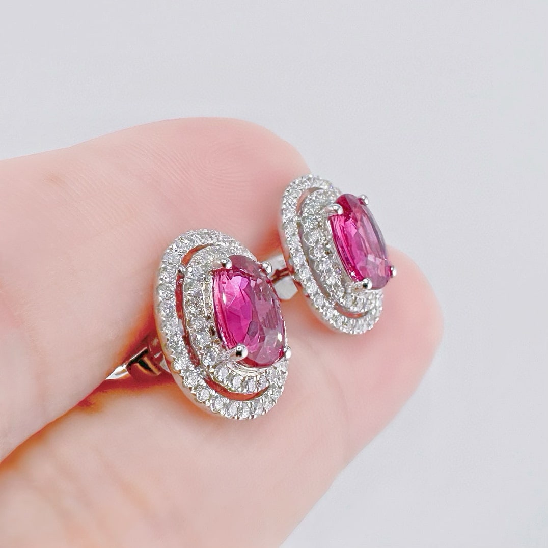 14k Gold 2.67 Ctw Natural Sapphire & Diamond Earrings - 2