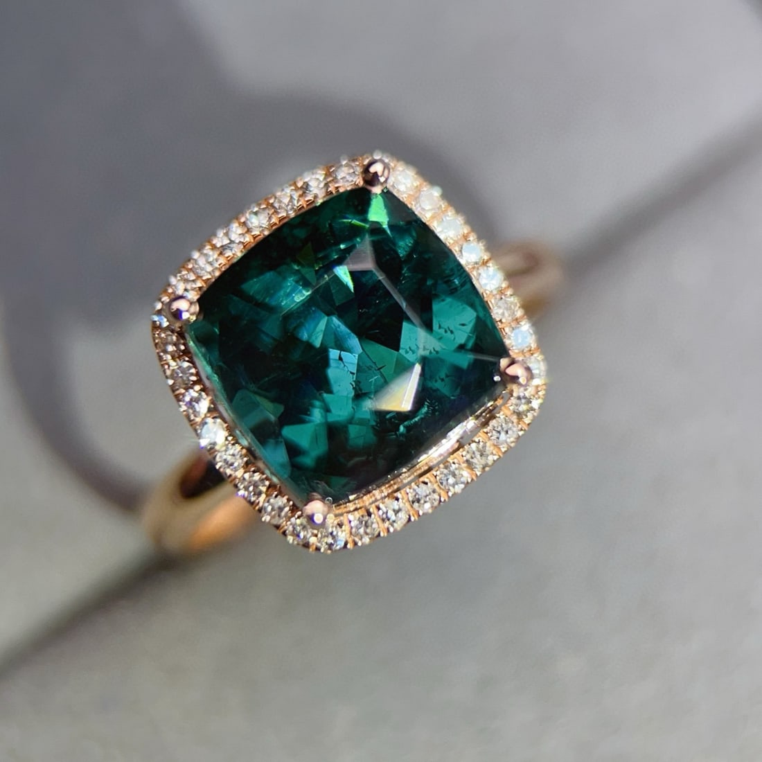 14k Gold 5.13 Ctw Natural Tourmaline & Diamond Ring - 2