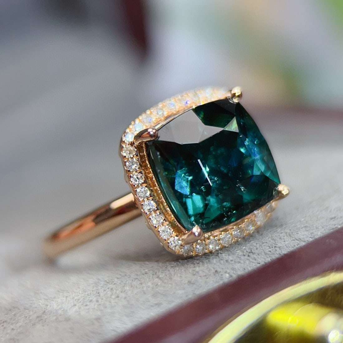 14k Gold 5.13 Ctw Natural Tourmaline & Diamond Ring - 4