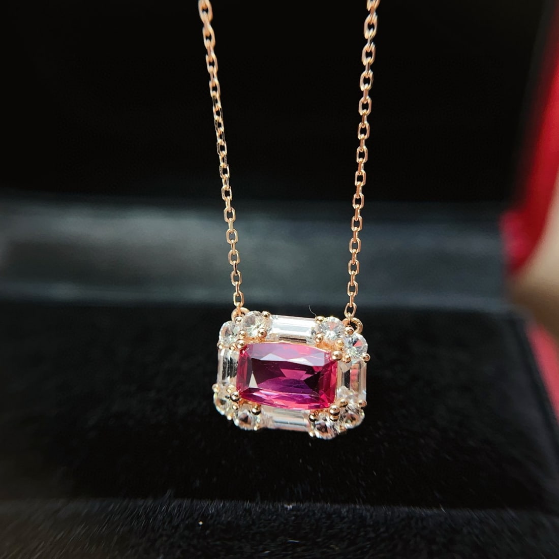 14k Gold 1.20 Ct Natural Ruby & Diamond Necklace - 2