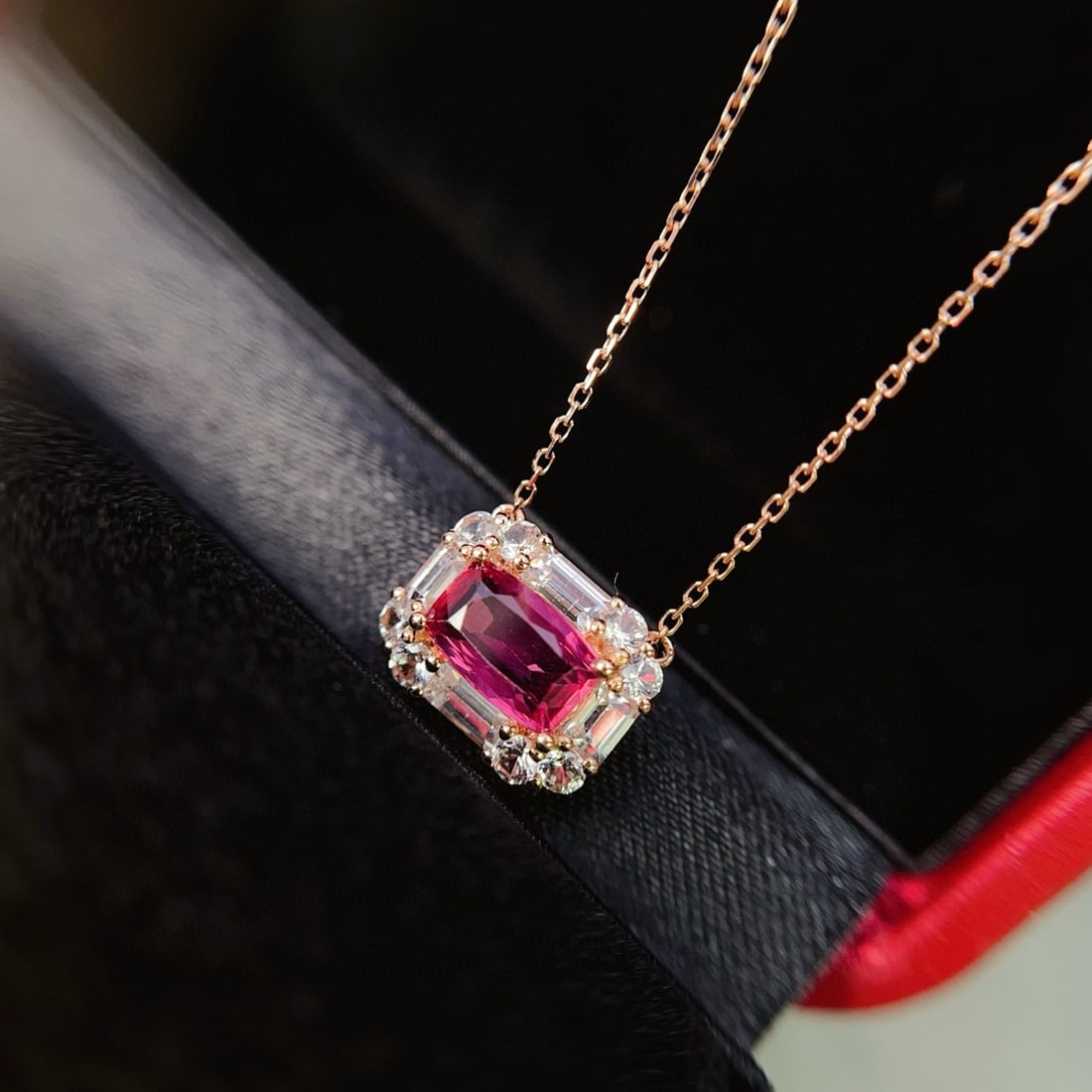 14k Gold 1.20 Ct Natural Ruby & Diamond Necklace - 3