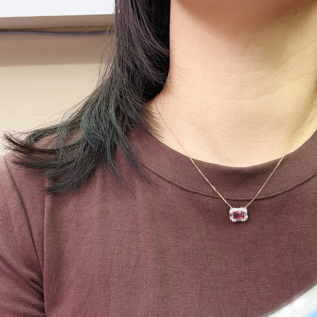 14k Gold 1.20 Ct Natural Ruby & Diamond Necklace - 5