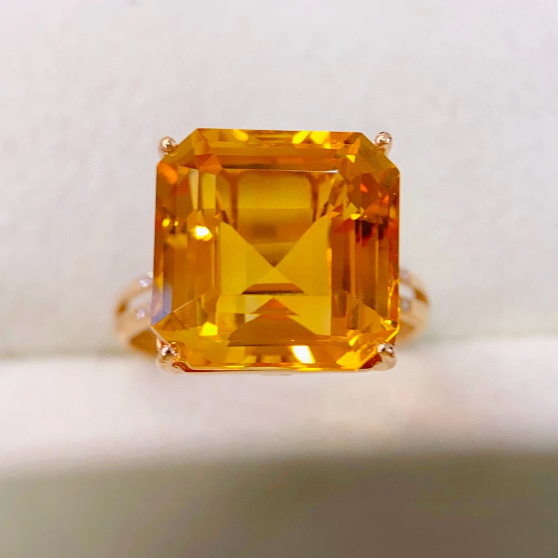 14k Gold 11.01 Ctw Natural Citrine & Diamond Ring - 3