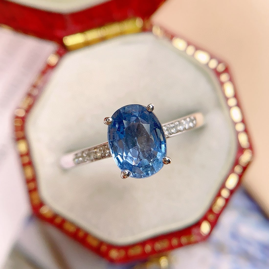 14k Gold 1.60 Ct Natural Sapphire & Diamond Ring - 2