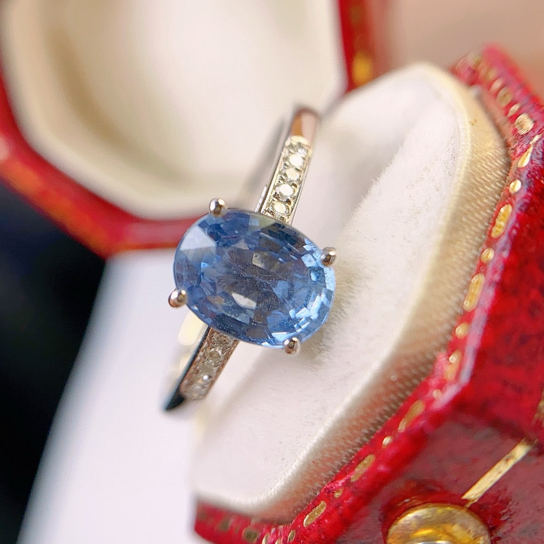 14k Gold 1.60 Ct Natural Sapphire & Diamond Ring - 3