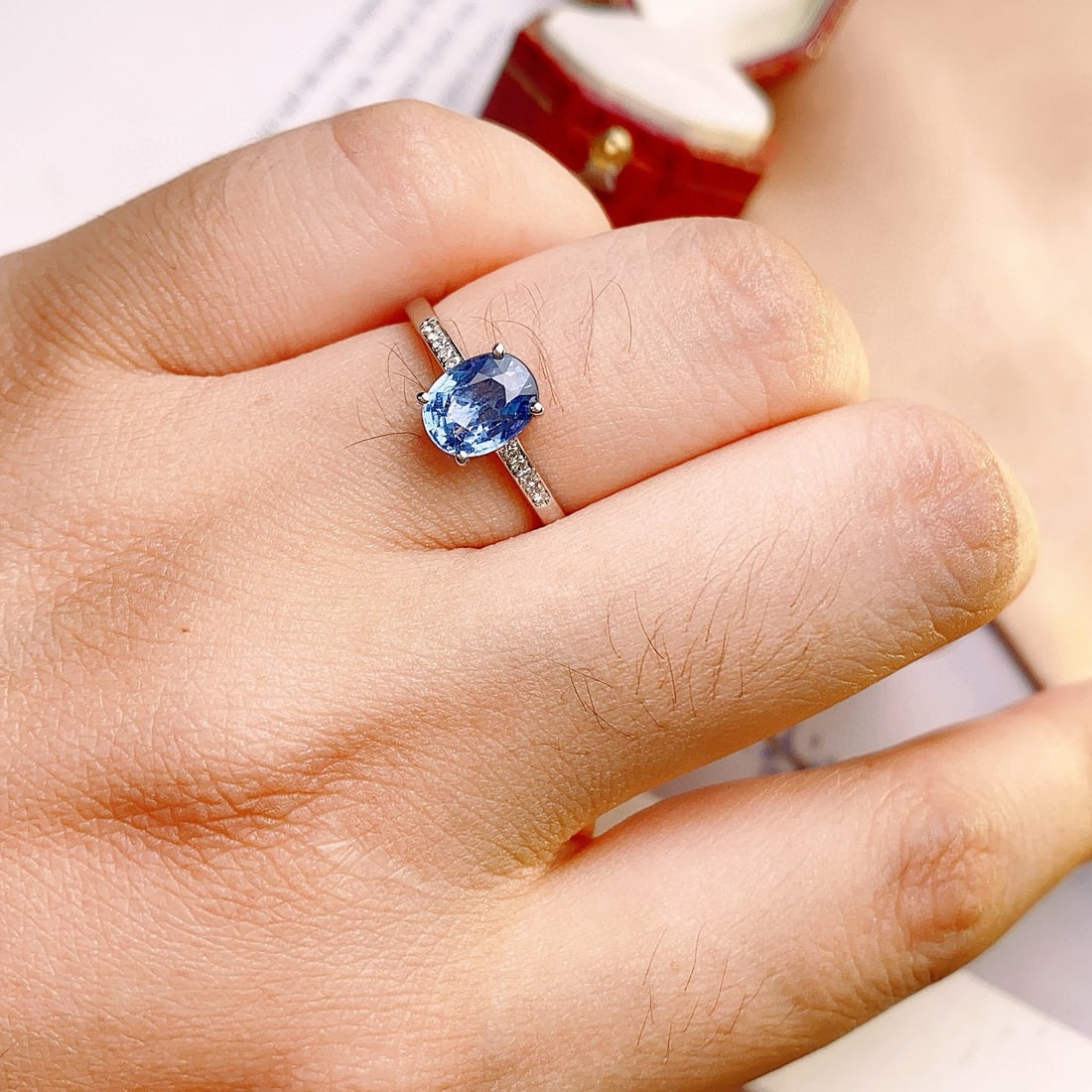 14k Gold 1.60 Ct Natural Sapphire & Diamond Ring - 4