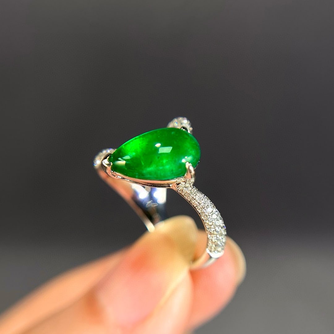 14k Gold 3.03 Ctw Vivid Green Natural Emerald & Diamond Ring - 3