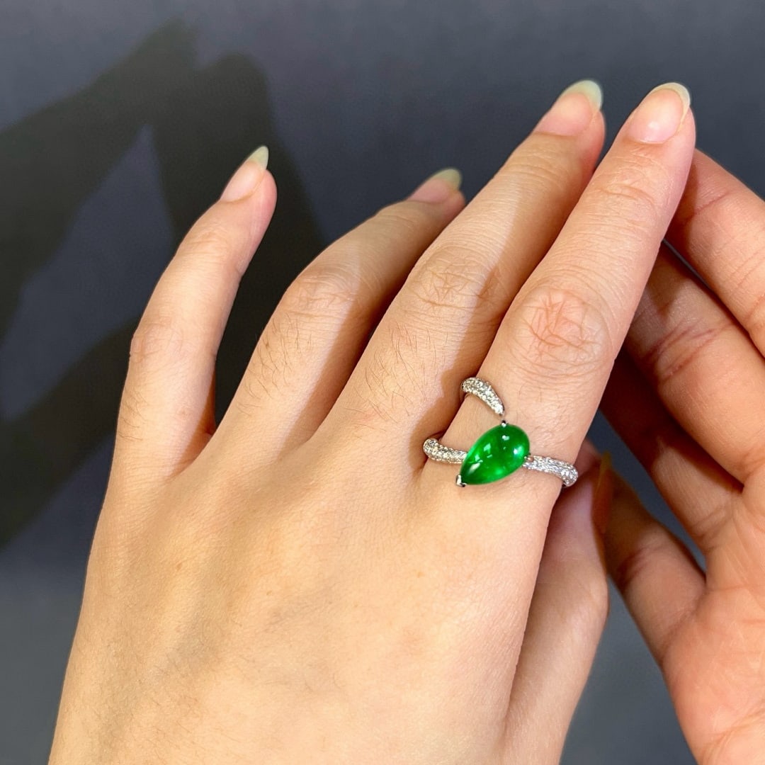 14k Gold 3.03 Ctw Vivid Green Natural Emerald & Diamond Ring - 5
