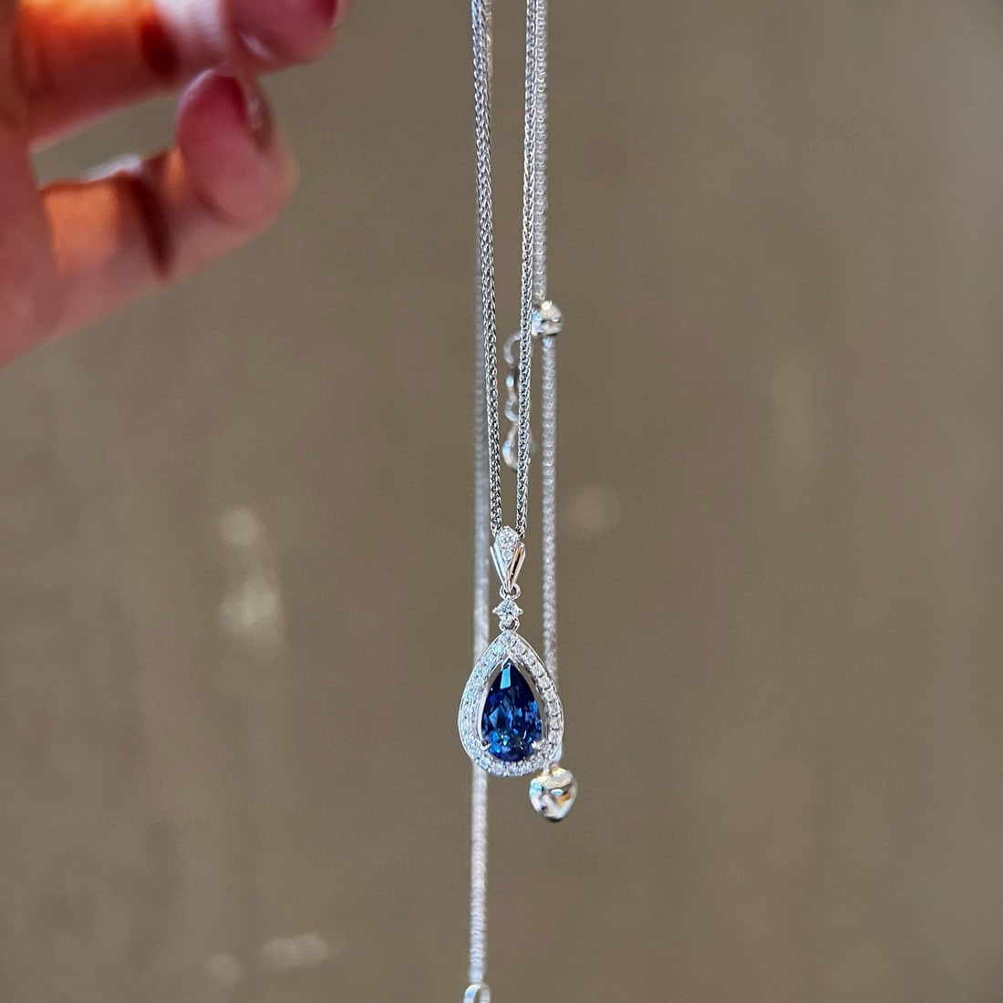 14k Gold 1.15 Ctw Natural Sapphire & Diamond Pendant( Without Chain ) - 2