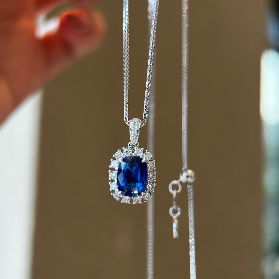 14k Gold 2.30 Ctw Natural Sapphire & Diamond Pendant( Without Chain ) - 2