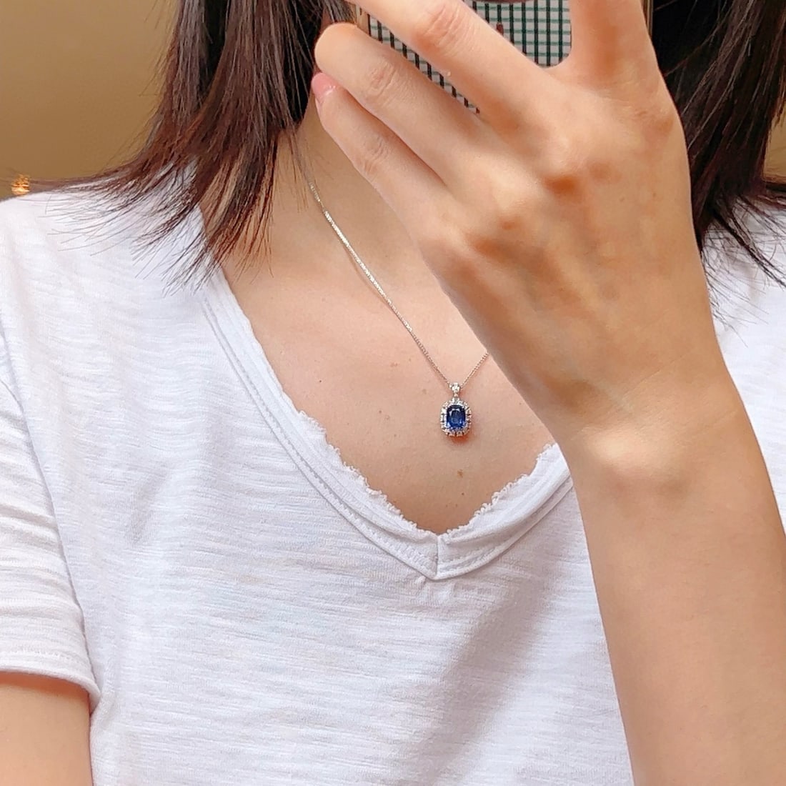 14k Gold 2.30 Ctw Natural Sapphire & Diamond Pendant( Without Chain ) - 4