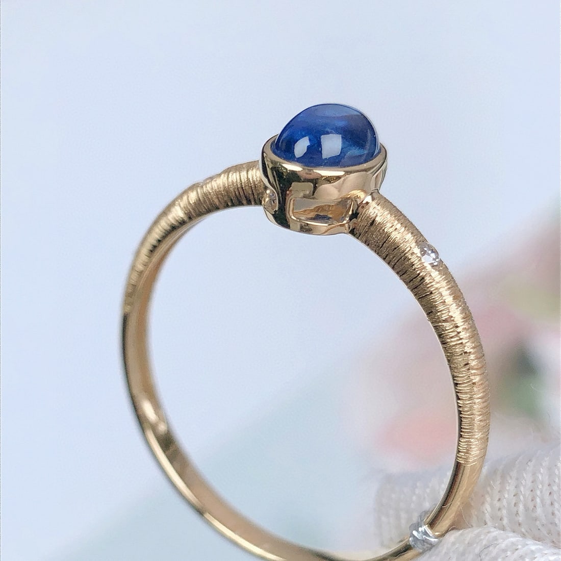 14k Gold 0.75 Ctw Natural Sapphire & Diamond Ring - 5