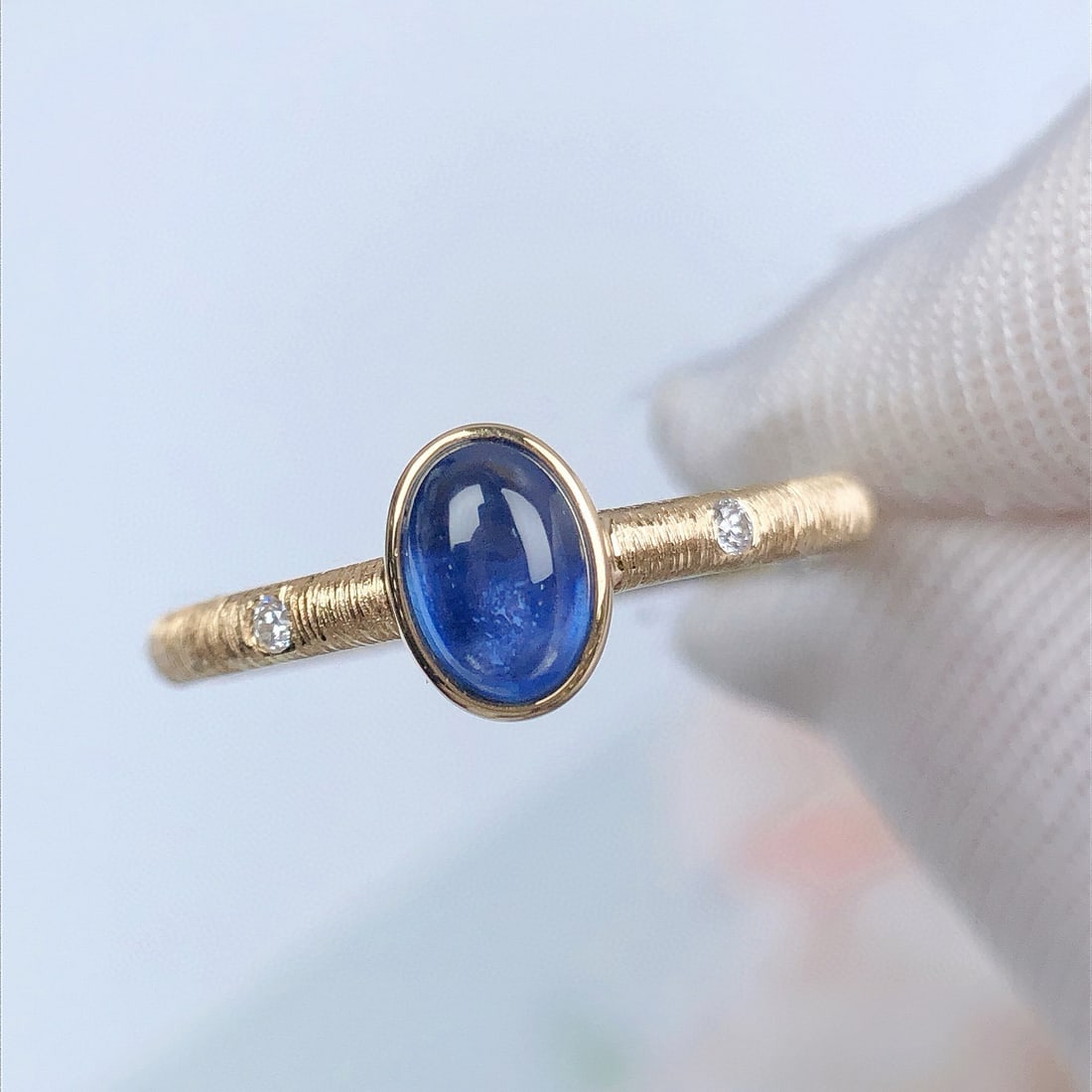 14k Gold 0.75 Ctw Natural Sapphire & Diamond Ring - 6