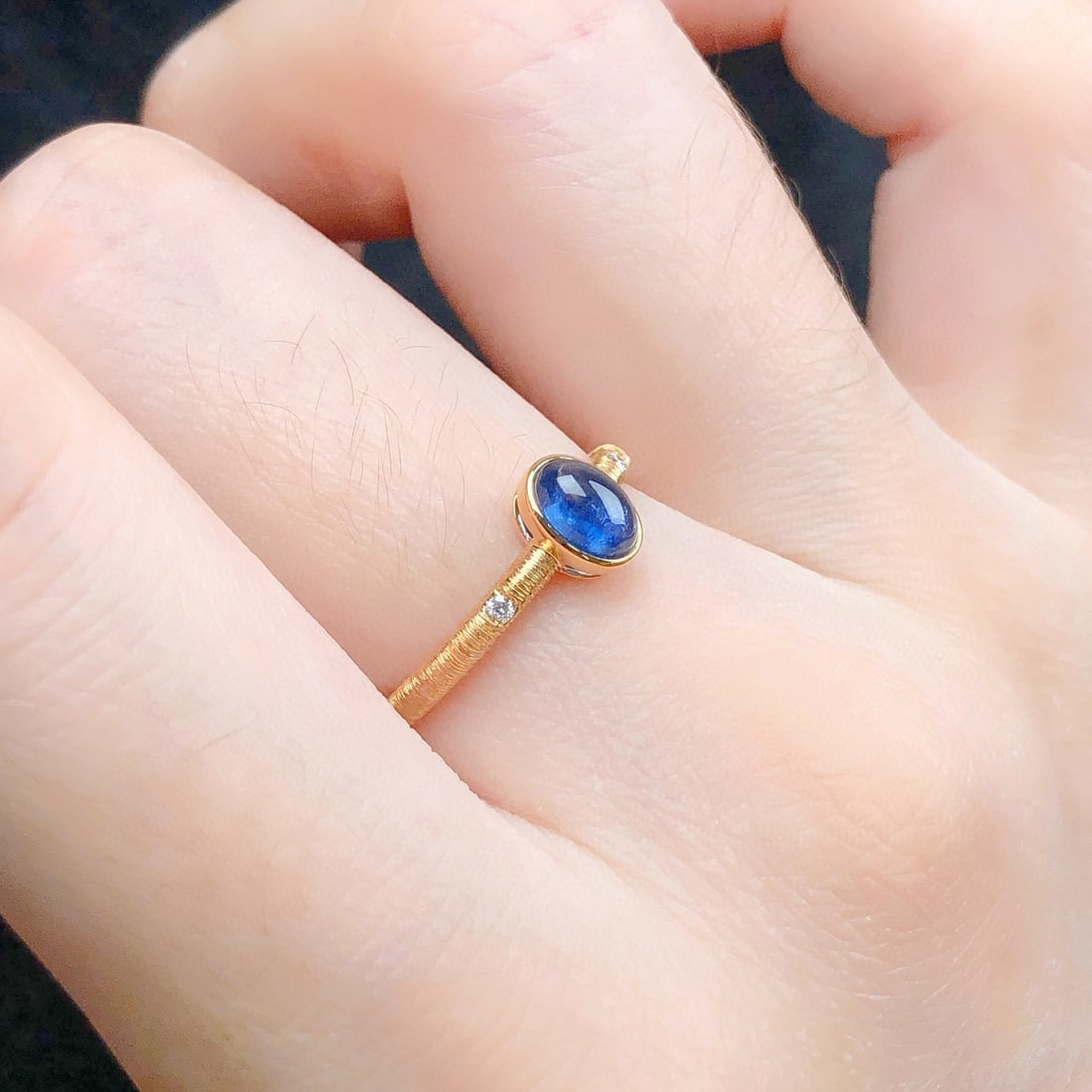 14k Gold 0.75 Ctw Natural Sapphire & Diamond Ring - 9