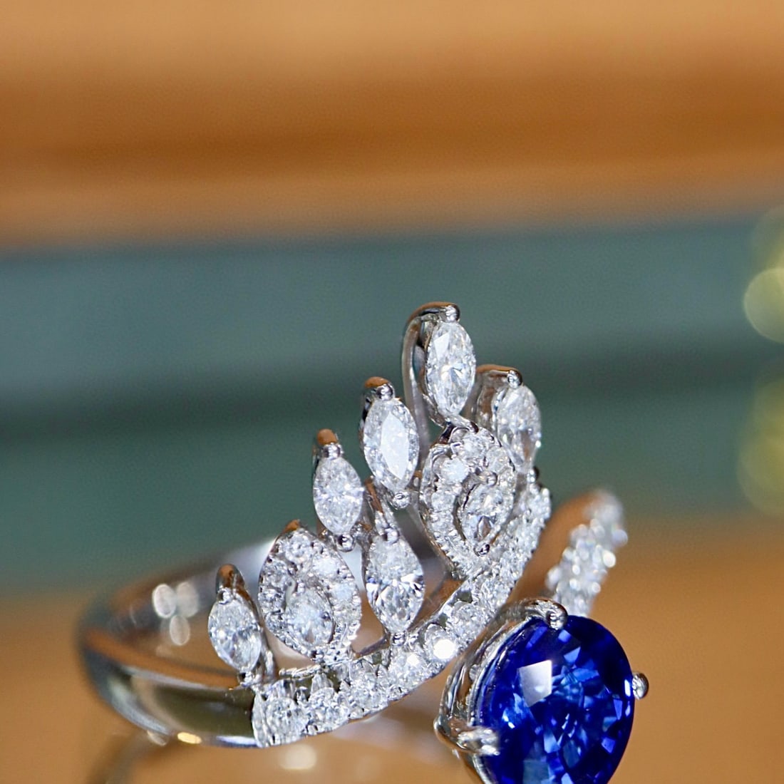 14k Gold 1.50 Ctw Natural Sapphire & Diamond Ring - 2