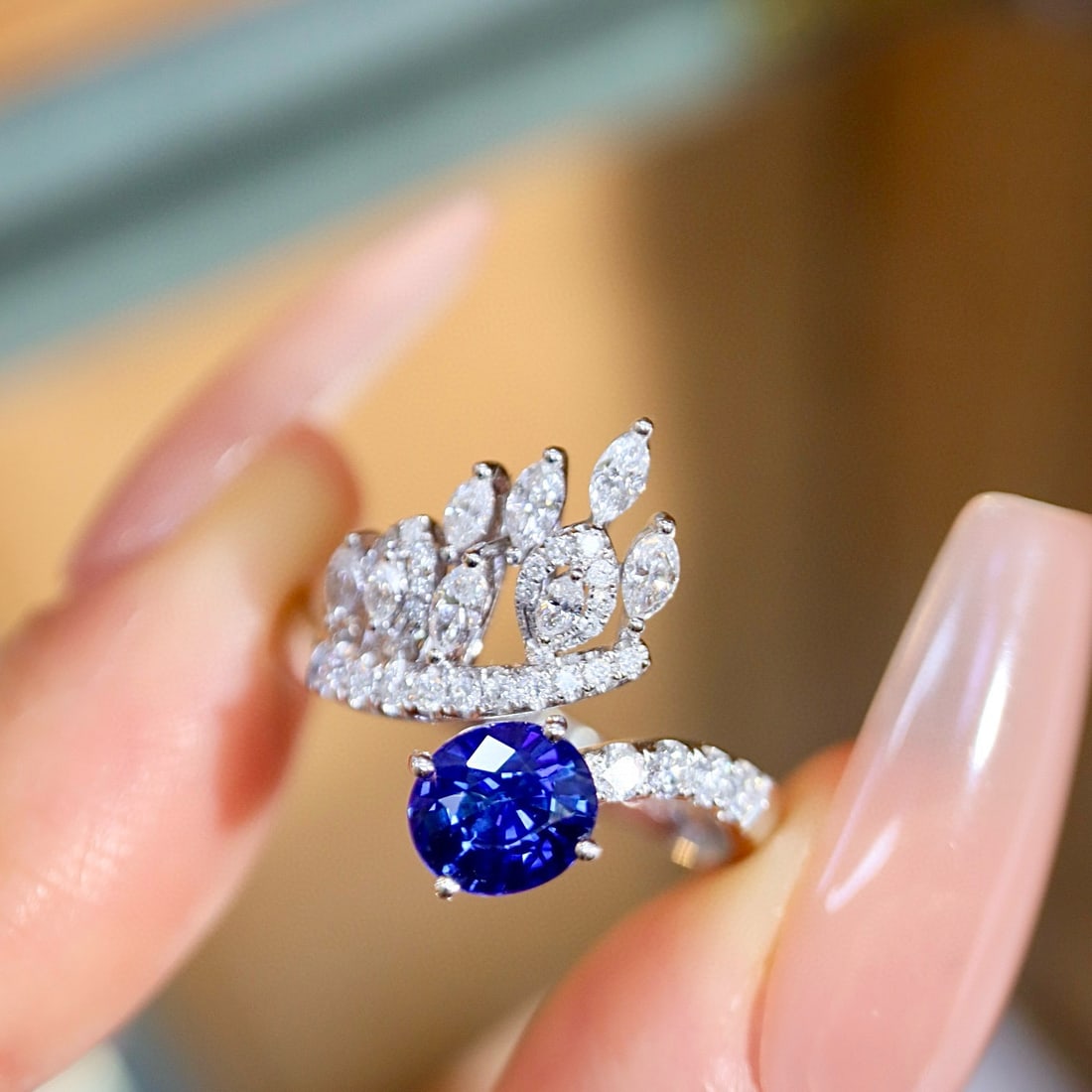 14k Gold 1.50 Ctw Natural Sapphire & Diamond Ring - 5