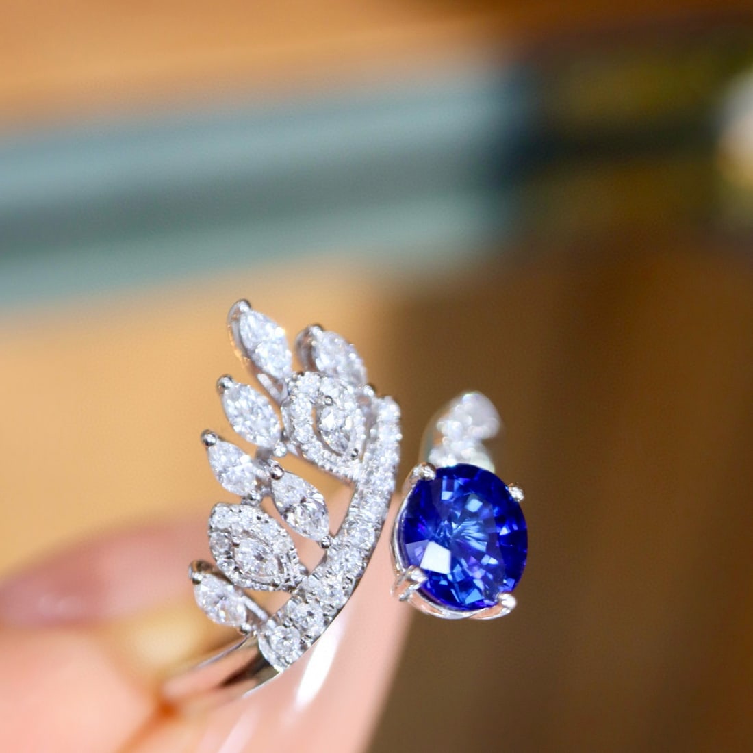 14k Gold 1.50 Ctw Natural Sapphire & Diamond Ring - 7