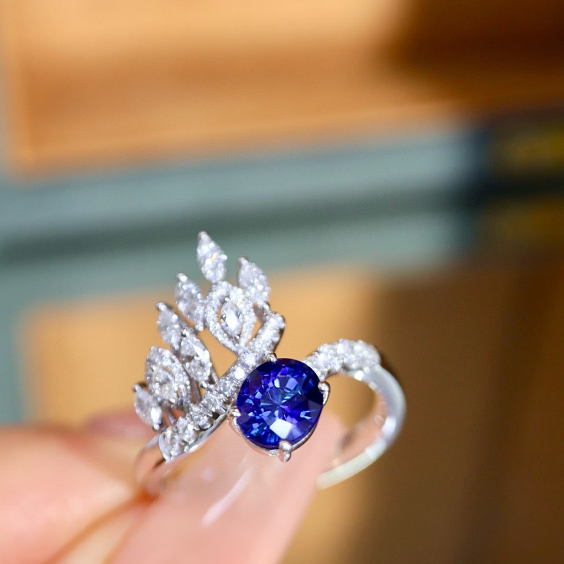 14k Gold 1.50 Ctw Natural Sapphire & Diamond Ring - 8